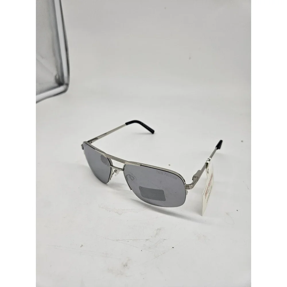 True Religion Silver Mirrored Lens Aviator Sunglasses